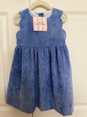 Girls' Blue Sleeveless Corduroy Dress